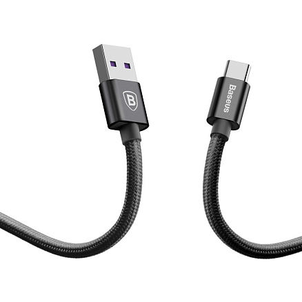 Кабель Type-C - USB 2.0 для зарядки 1 м 5А плетеный Baseus Speed (быстрая зарядка QC 3.0) черный