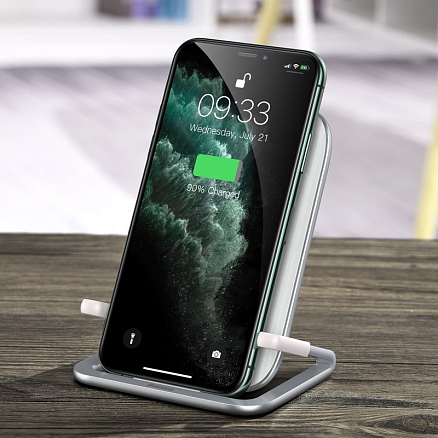 Беспроводная зарядка для телефона 15W Baseus Rib (быстрая зарядка) белая
