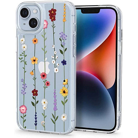 Чехол для iPhone 14 Plus гелевый Spigen Cyrill Cecile Flower Garden прозрачный