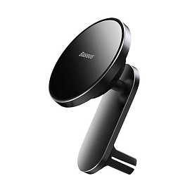 Держатель автомобильный в решетку обдува с беспроводной зарядкой Baseus Big Energy Car Mount черный