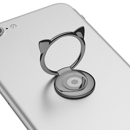 Держатель для телефона на палец Baseus Cat черный