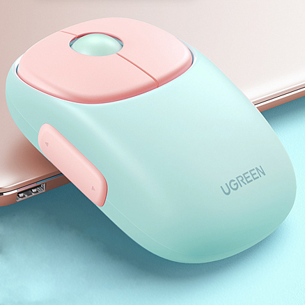 Мышь беспроводная оптическая Ugreen Fun+ MU102-15722 7 кнопок 4000 dpi мятно-розовая