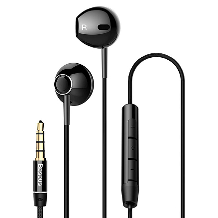 Наушники Baseus Encok H06 вкладыши с микрофоном и пультом черные