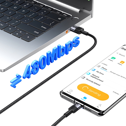 Кабель Type-C - USB для зарядки 1,2 м 3А 18W плетеный Usams SY SJ718 (быстрая зарядка) черный