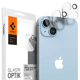 Защитное стекло на камеру для iPhone 14, 14 Plus Spigen Optik.TR прозрачное 2 шт.