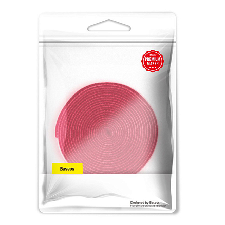 Органайзер кабеля стяжка на липучке Baseus рулон 3 метра красный