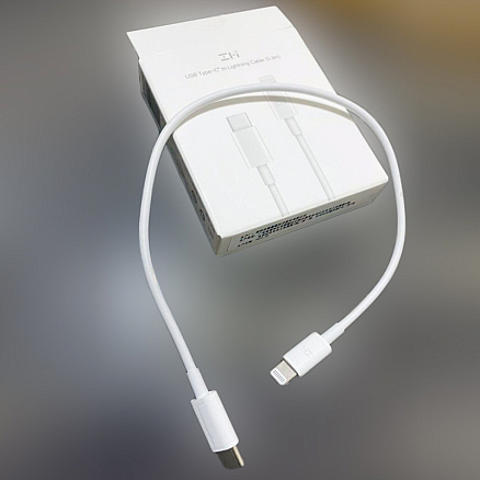 Кабель Type-C - Lightning для зарядки 30 см 2.4А 18W MFi ZMI AL871 (быстрая зарядка PD) белый