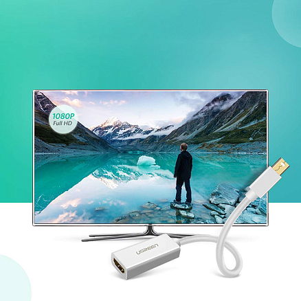 Переходник Mini DisplayPort - HDMI (папа - мама) длина 18,5 см 4K Ugreen MD112 белый