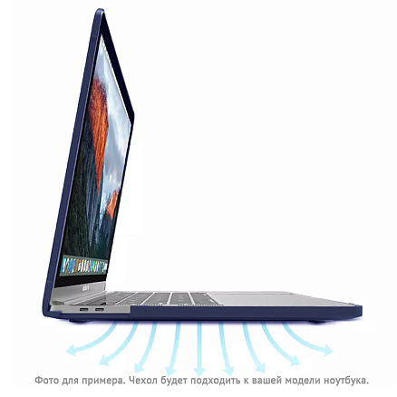 Чехол для Apple MacBook Air 13 (2018-2019) A1932, (2020) А2179, M1 (2020) A2337 гибридный WiWU iShield TPU Frame прозрачно-синий