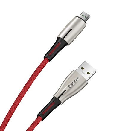 Кабель USB - MicroUSB для зарядки 1 м 4А плетеный Baseus Waterdrop (быстрая зарядка) красный