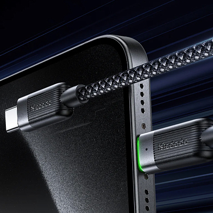 Кабель Type-C - Lightning для зарядки iPhone 1,2 м 36W магнитный органайзер McDodo CA-2010 (быстрая зарядка) черный