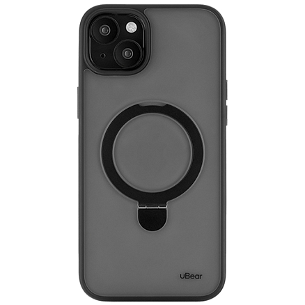 Чехол для iPhone 15 гибридный с подставкой uBear Clip Mag Magsafe прозрачно-черный