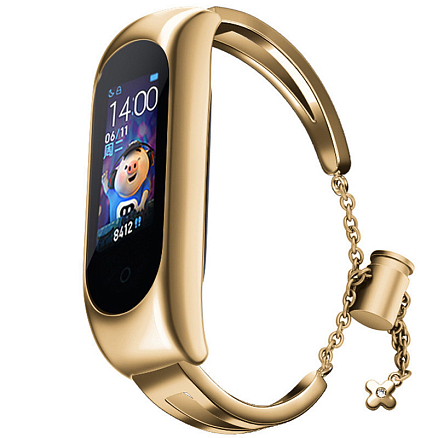 Сменный браслет для Xiaomi Mi Smart Band 3, 4, 5, 6 металлический Hurtel золотистый