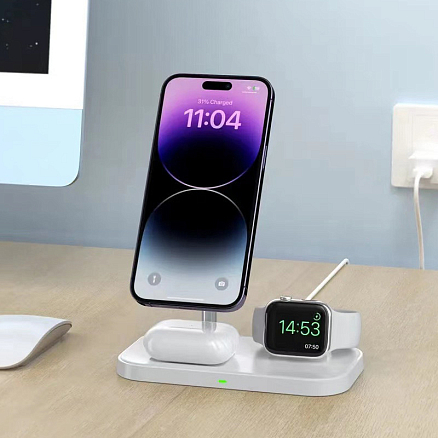 Беспроводная зарядка 3-в-1 MagSafe для телефона, Apple Watch и AirPods 22.5W TFN MagStand QI28 белая