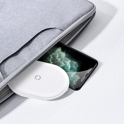 Беспроводная зарядка для телефона Baseus Cobble (быстрая зарядка) белая