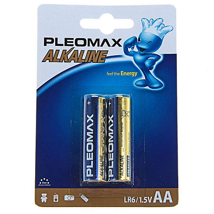 Батарейка LR6 Alkaline (пальчиковая большая AA) Pleomax упаковка 2шт.