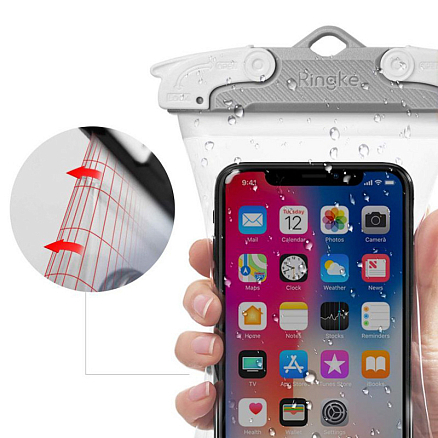 Водонепроницаемый чехол для телефона до 6.3 дюйма Ringke серый