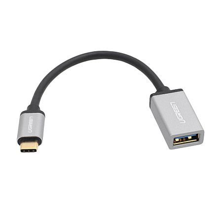 Переходник Type-C - USB 3.0 (папа - мама) хост OTG 16 см Ugreen US203 черно-серый