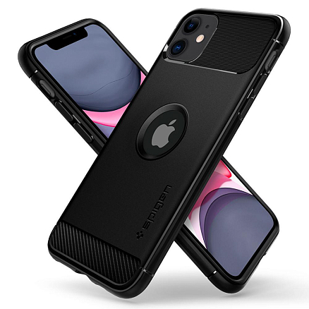 Чехол для iPhone 11 гелевый Spigen Rugged Armor черный