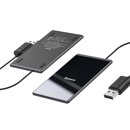 Беспроводная зарядка для телефона ультратонкая 15W Baseus Card (быстрая зарядка) черная