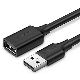 Кабель-удлинитель USB 2.0 (папа - мама) длина 0,5 м Ugreen US103 черный