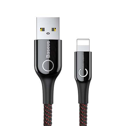 Кабель USB - Lightning для зарядки iPhone 1 м 2.4A с автоотключением плетеный Baseus C-shaped черный