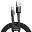 Кабель USB - MicroUSB для зарядки 3 м 2А плетеный Baseus Cafule черно-серый