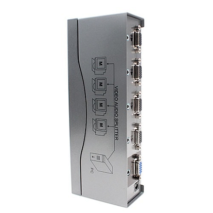 VGA Splitter (разветвитель) на 4 порта + Audio (1 VGA вход на 4 VGA выхода) Dtech DT-AU7504