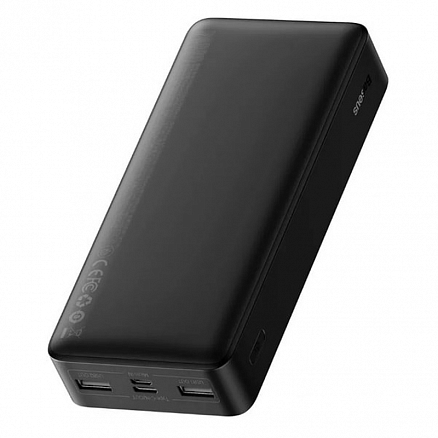 Внешний аккумулятор Baseus Bipow Digital с дисплеем 20000мАч (USB, Type-C, ток 3А, быстрая зарядка PD, QC 3.0, 15Вт) черный
