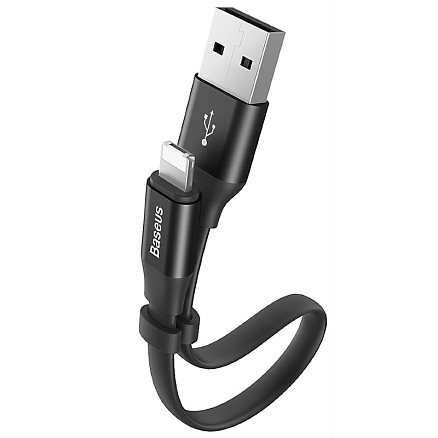 Кабель USB - MicroUSB, Lightning для зарядки 23 см 2А плоский Baseus Portable черный