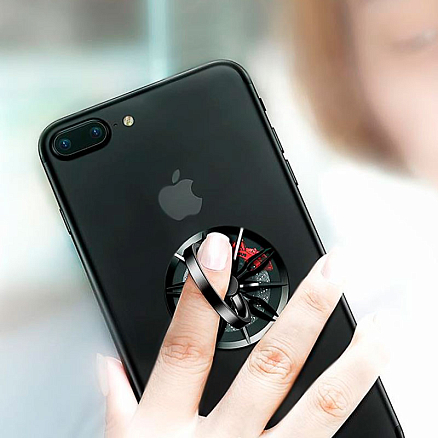 Держатель для телефона на палец Baseus Wheel B1S черно-серебристый