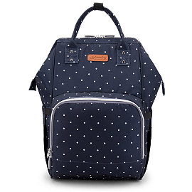 Рюкзак (сумка) Ankommling LD24 для мамы с отделением для бутылочек и USB-портом темно-синий в горошек