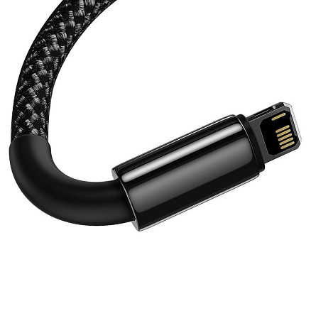 Кабель USB - Lightning для зарядки iPhone 2 м 2.4А плетеный Baseus Tungsten Gold черный