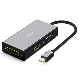 Переходник Mini DisplayPort - HDMI, VGA, DVI-I длина 14,5 см Ugreen MD114 черный