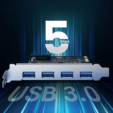 Адаптер PCI-E на 4 порта USB 3.0 Ugreen CM468 серебристый