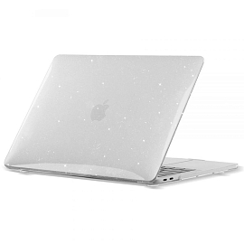 Чехол для Apple MacBook Air 13 (2018-2019) A1932, (2020) А2179, (2020) A2337 пластиковый с блестками Tech-Protect SmartShell прозрачный