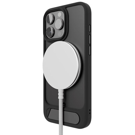Чехол для iPhone 16 Pro Max гибридный с подставкой VLP Reels Magsafe прозрачно-черный