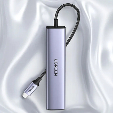 Хаб (разветвитель) Type-C - 3 х USB 3.0, RJ45 Ugreen CM475 серый
