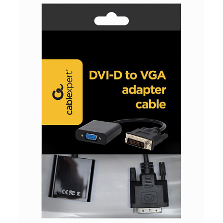 Переходник (преобразователь) DVI-D - VGA (папа - мама) 20 см Cablexpert черный