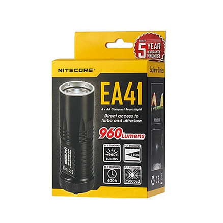 Фонарь светодиодный туристический Cree XM-L2 T6 1020 лм Nitecore EA41 водонепроницаемый