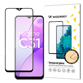 Защитное стекло для Realme C31 на весь экран противоударное Wozinsky Full Glue черное