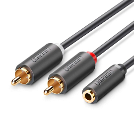 Кабель 3,5 мм - 2RCA тюльпаны (мама - папа) 1 м Ugreen AV102