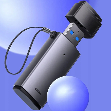 Картридер USB 3.0 - SD, microSD Baseus Lite серый