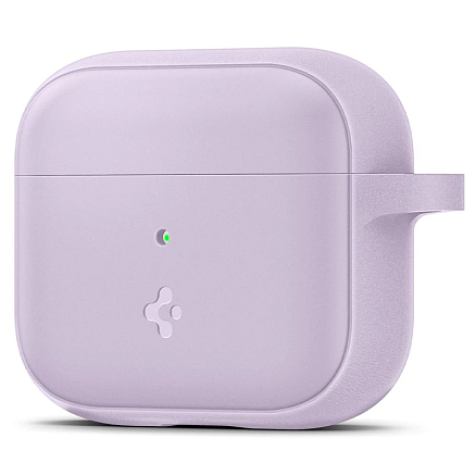 Чехол для наушников AirPods 3 силиконовый с карабином Spigen Silicone Fit фиолетовый
