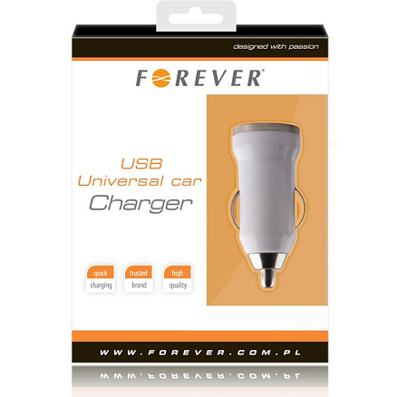 Зарядное устройство автомобильное с USB кабелем iPad, iPhone, iPod Forever 1А