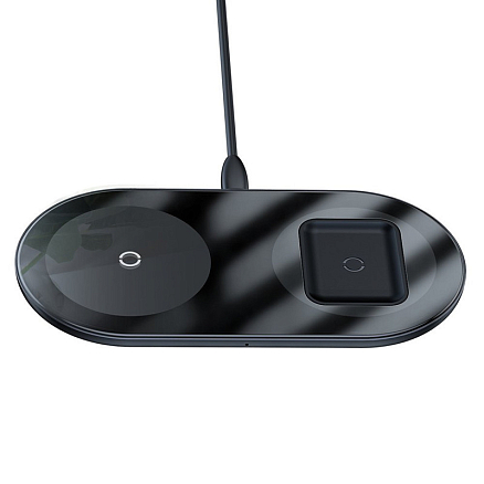 Беспроводная зарядка 2-в-1 для телефона и AirPods Baseus Simple (быстрая зарядка) черная