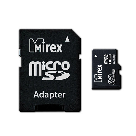 Карта памяти Mirex MicroSDHC 32Gb Class 10 скоростная с адаптером SD