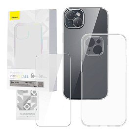 Чехол для iPhone 13 силиконовый Baseus Corning прозрачный + защитное стекло
