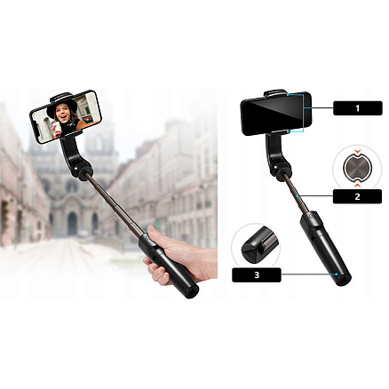 Монопод-стабилизатор Bluetooth 1-осевой с кнопкой и треногой Spigen S610W черный
