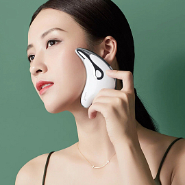 Массажер для лица Гуаша вибрационный с подогревом WellSkins WX-BJ808 белый